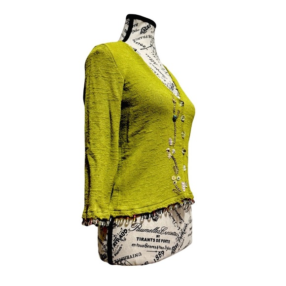 Vasari Women’s Cardigan With Fringe Details. Green. Medium NWT - Picture 5 of 12